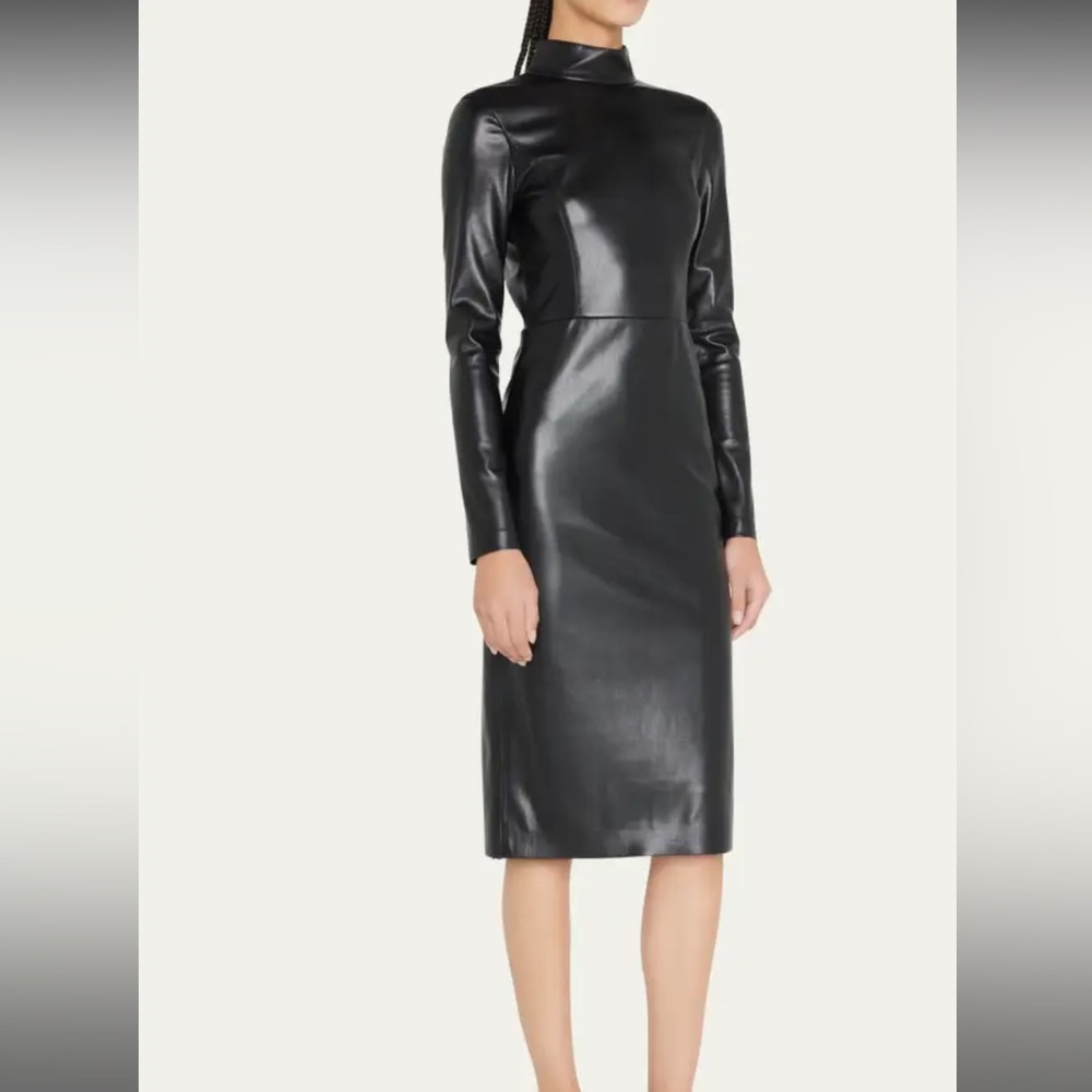 Alice and Olivia Delora Vegan Mock-Neck Midi Dress